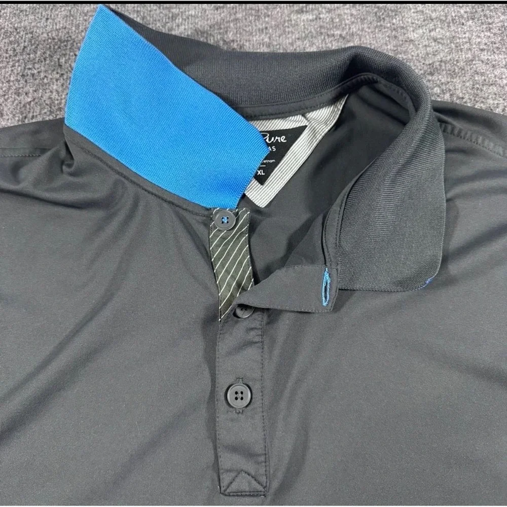Adidas adiPure Mens XL Golf Polo Shirt Charcoal Grey Quarry Oaks Logo